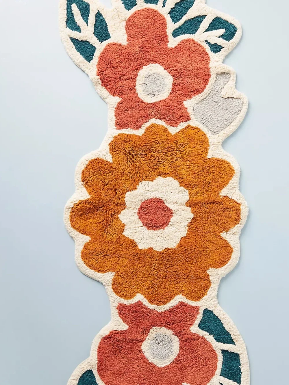 Anthropologie Floral Loop Bath Mat - Orange, Rust, Teal, Cream